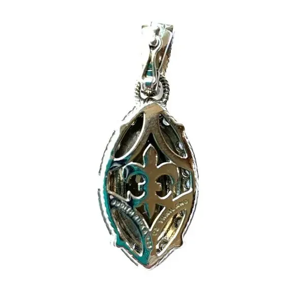 Judith Ripka - Olive Topaz Enhancer Sterling Silver Pendant, CZ - Picture 2 of 3